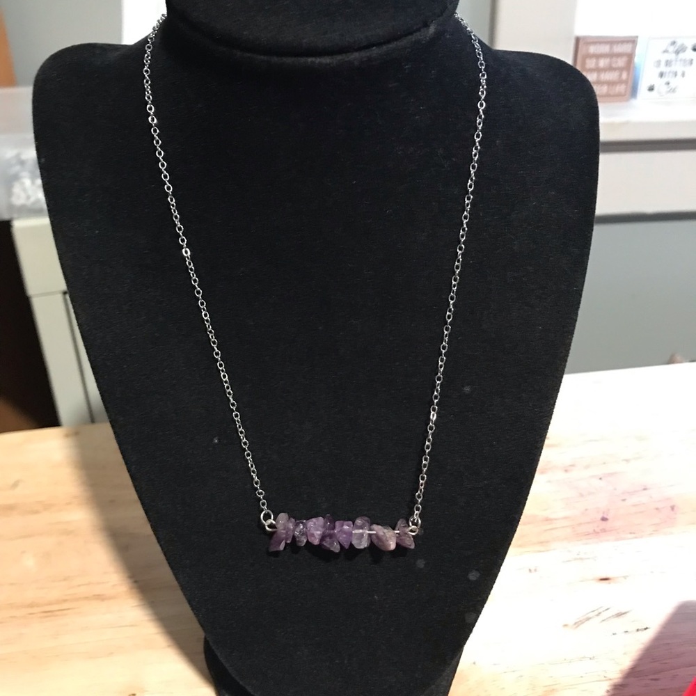 Amethyst Crystal bar necklace